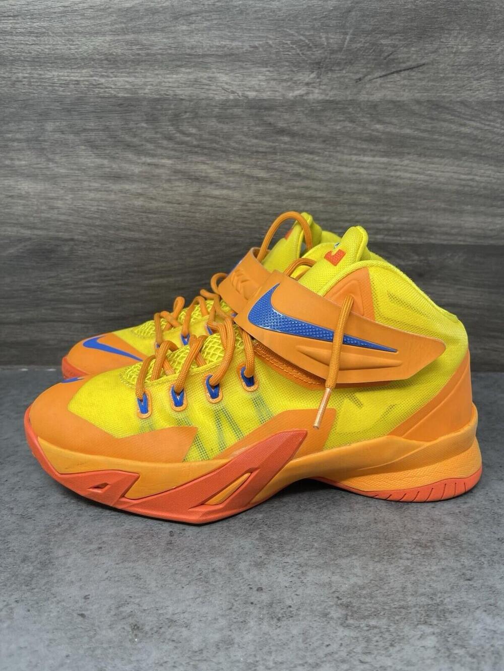 Nike Lebron Zoom Soldier 7 Sneakers Kids Size 7Y GS Orange Yellow Basketball